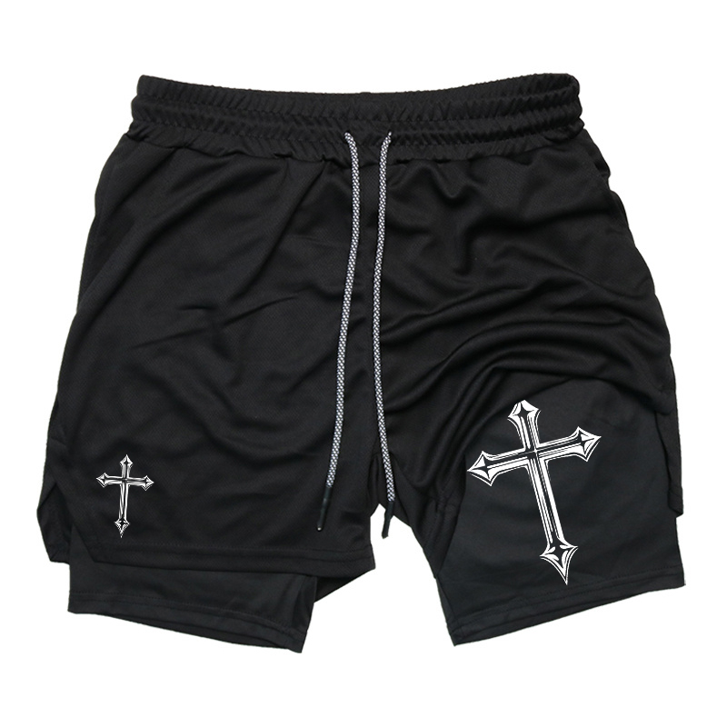 Cross Print 2-in-1 Workout Run - Crossfit Gym Gear บทวิจารณ์และราคา