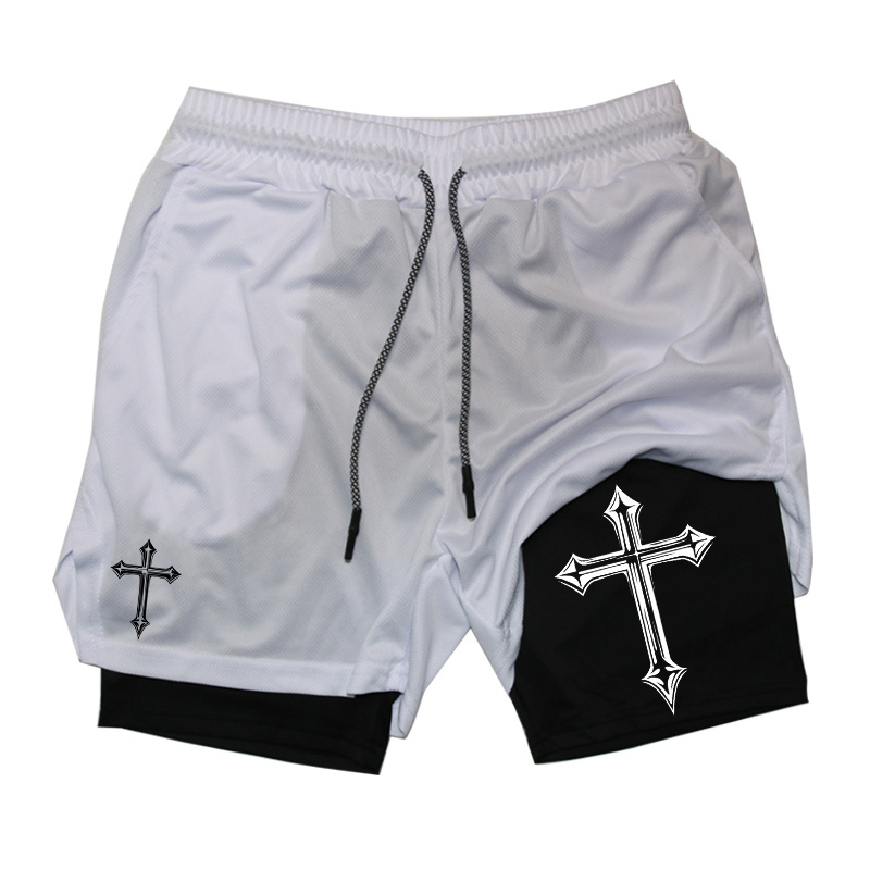Cross Print 2-in-1 Workout Run - Crossfit Gym Gear บทวิจารณ์และราคา