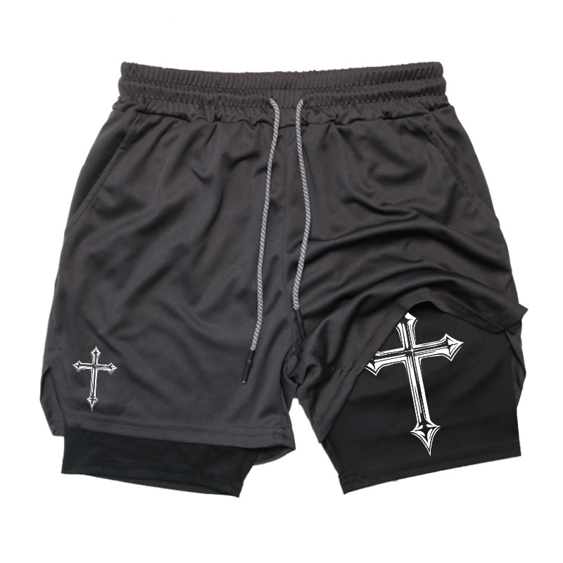 Cross Print 2-in-1 Workout Run - Crossfit Gym Gear บทวิจารณ์และราคา