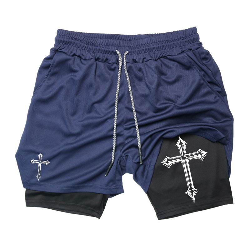 Cross Print 2-in-1 Workout Run - Crossfit Gym Gear บทวิจารณ์และราคา