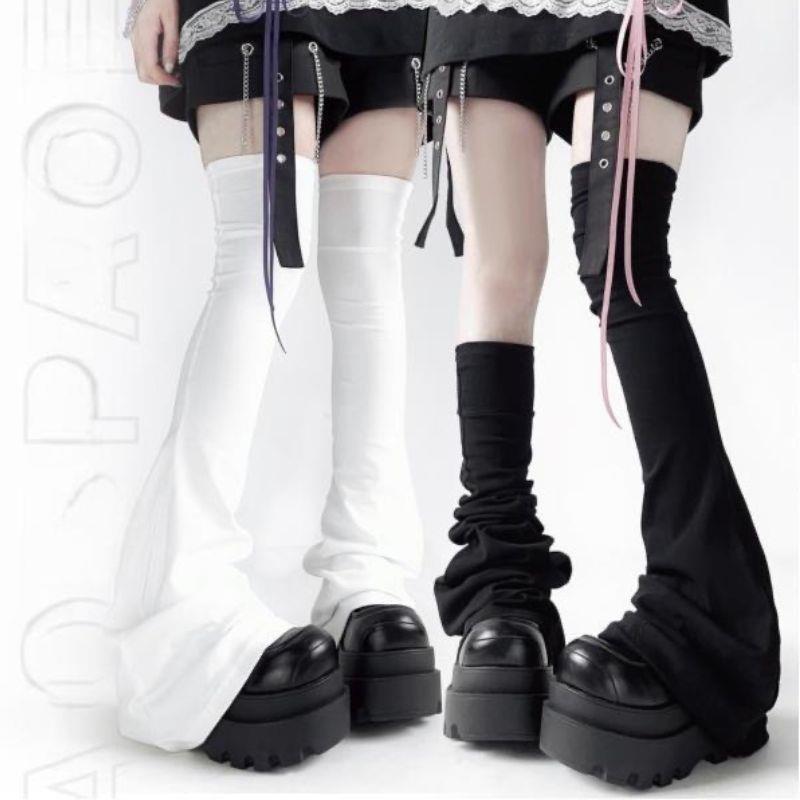 Y2K Leg Stockings Black White  - Knee Sleeve Pair บทวิจารณ์และราคา