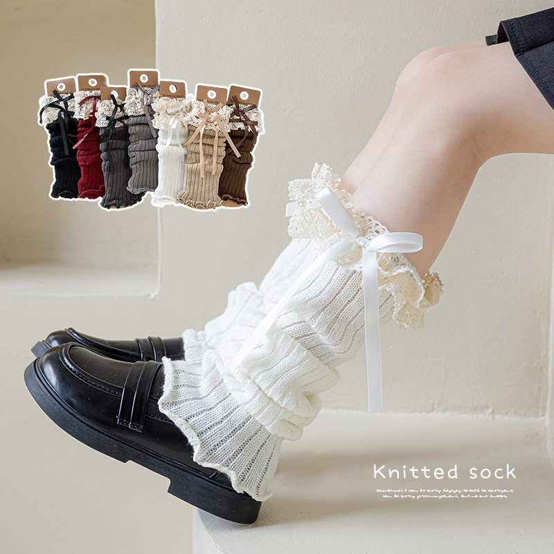 1 pair Y2K Lace Ribbon Leg War - Knee Sleeve Pair บทวิจารณ์และราคา