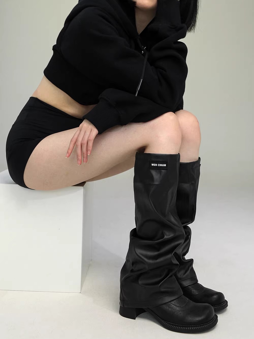 Women's PU Leather Leg Ankle K - Knee Sleeve Pair บทวิจารณ์และราคา