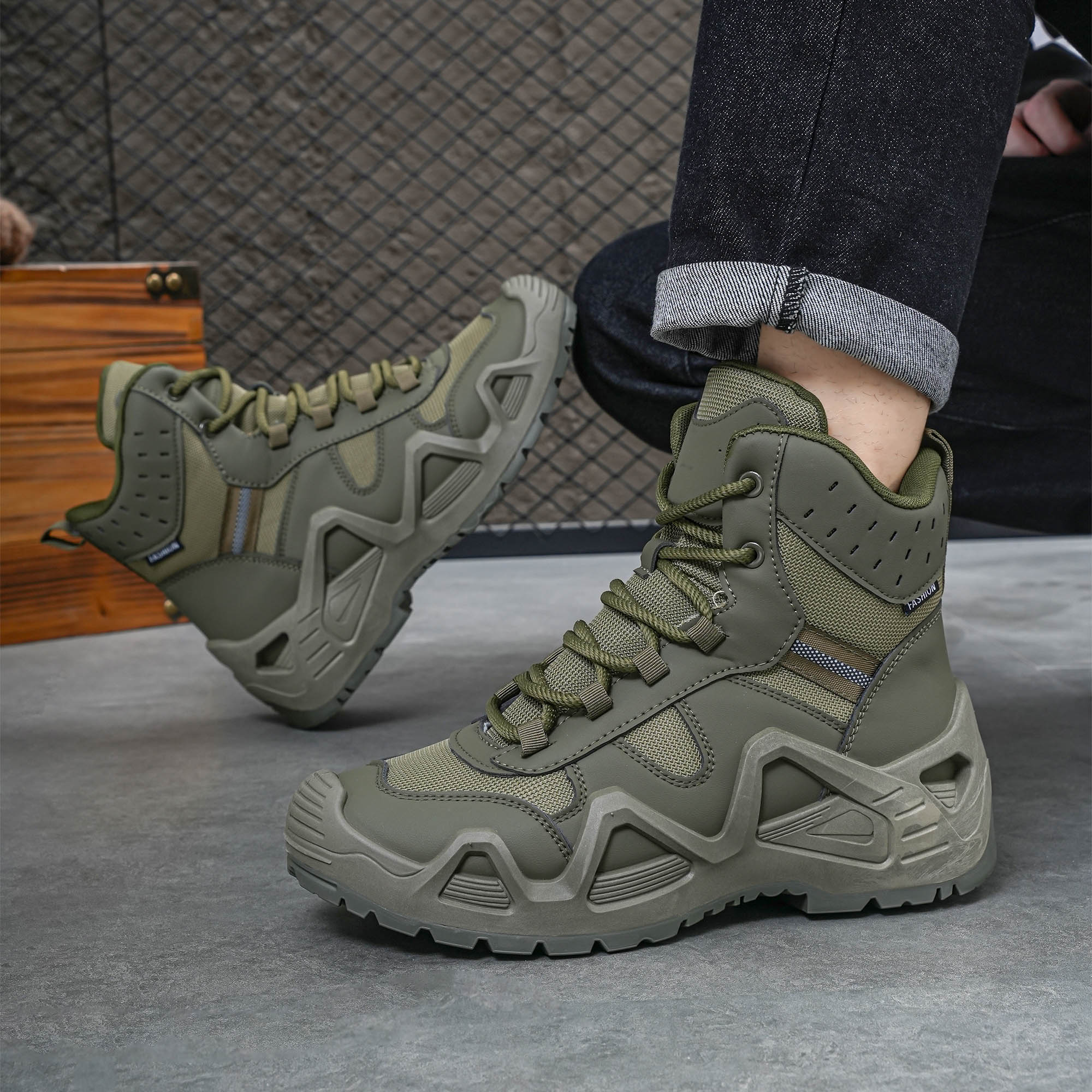 Men's high top boots, hiking b - Crossfit Outdoor บทวิจารณ์และราคา